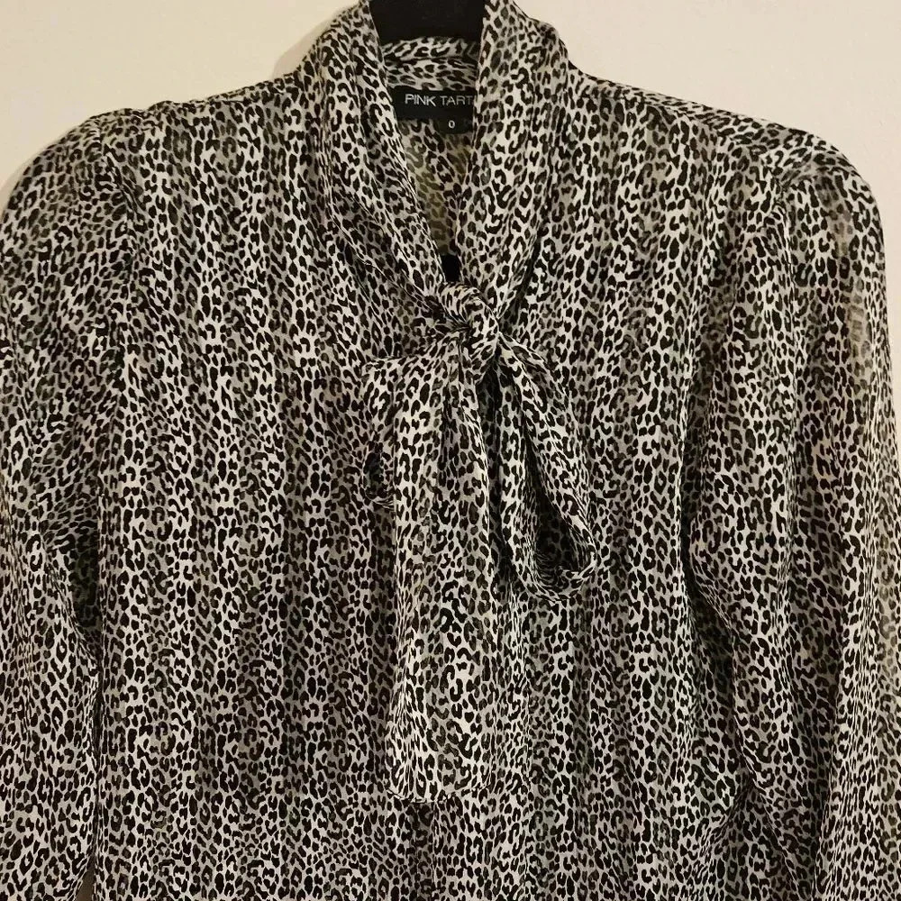 Pink Tartan Semi Sheer Blouse - Picture 2 of 5